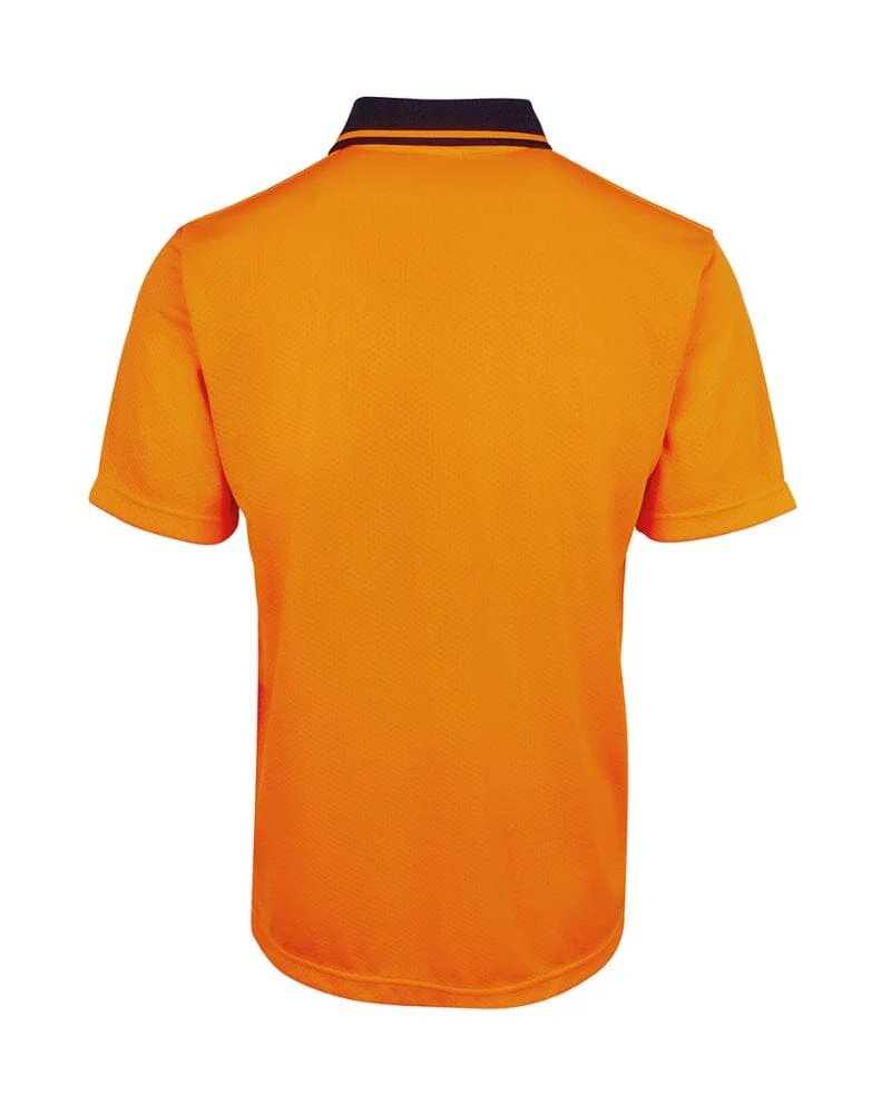 Hi Vis Jacquard Non Cuff Polo - Orange/Navy - Image 3