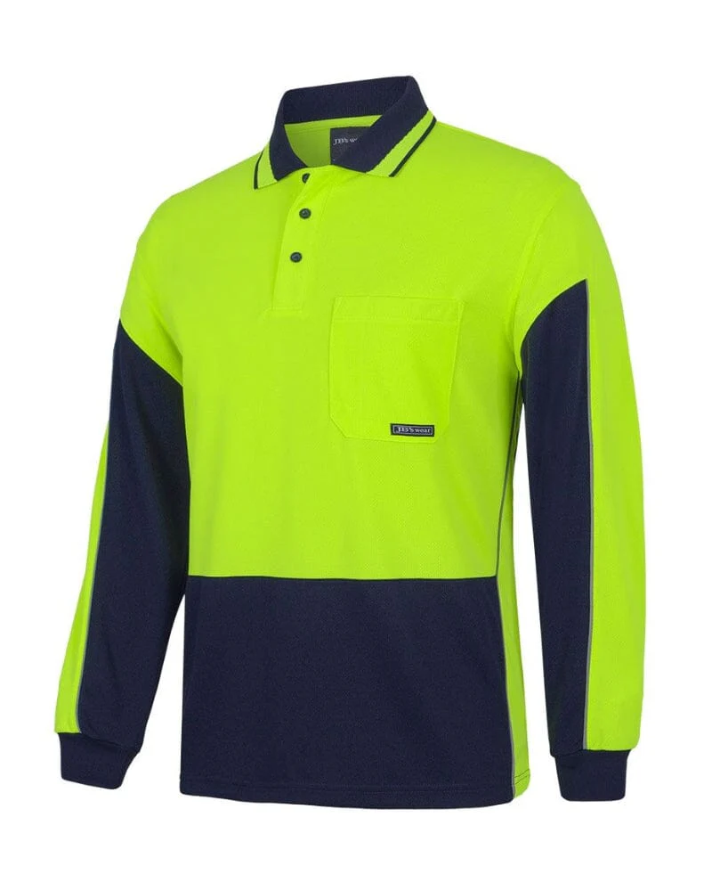 Hi Vis Long Sleeve Gap Polo - Lime/Navy - Image 2