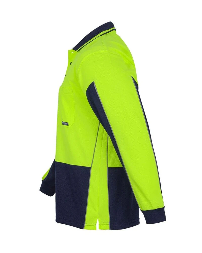 Hi Vis Long Sleeve Gap Polo - Lime/Navy - Image 3