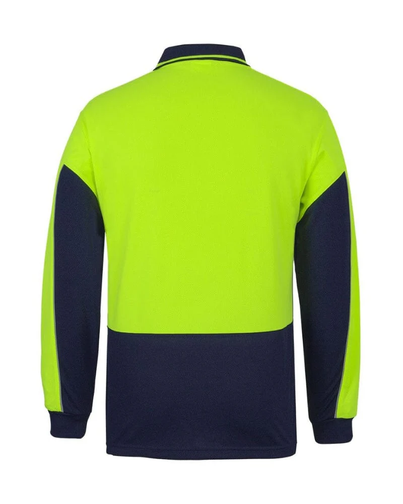 Hi Vis Long Sleeve Gap Polo - Lime/Navy - Image 4