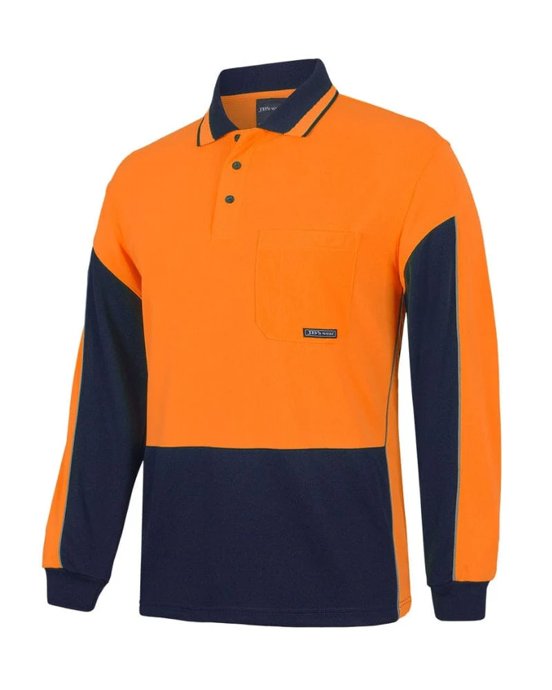 Hi Vis Long Sleeve Gap Polo - Orange/Navy - Image 2