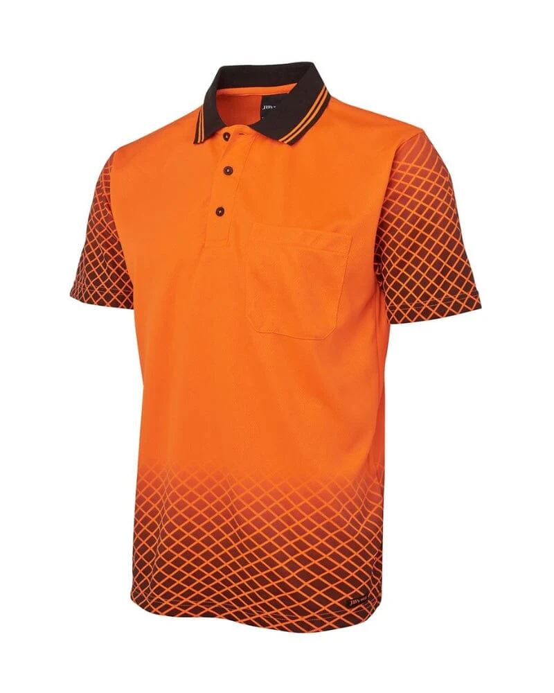 Hi Vis Net Sub Polo - Orange/Black - Image 2