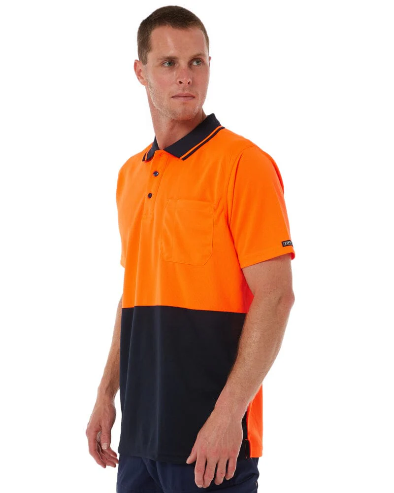 Hi Vis Non Cuff Traditional Polo - Orange/Navy - Image 3