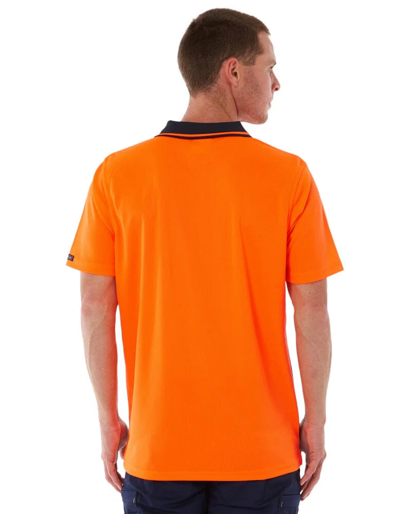 Hi Vis Non Cuff Traditional Polo - Orange/Navy - Image 4