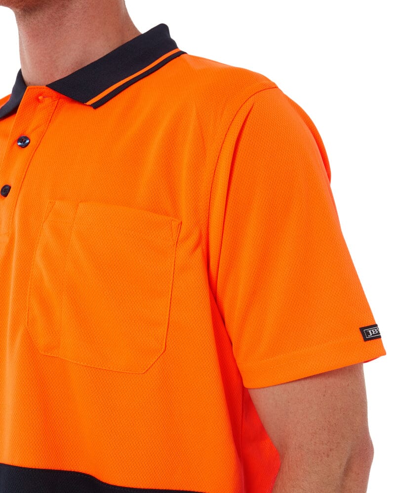 Hi Vis Non Cuff Traditional Polo - Orange/Navy - Image 5