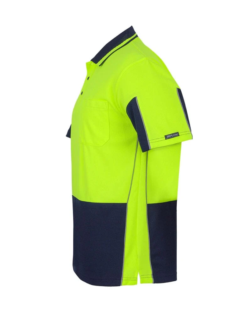 Hi Vis Short Sleeve Gap Polo - Lime/Navy - Image 3