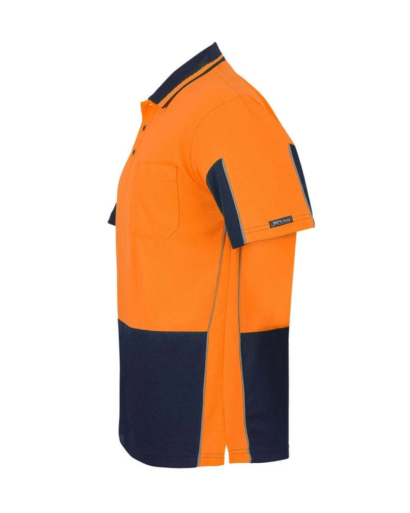 Hi Vis Short Sleeve Gap Polo - Orange/Navy - Image 3