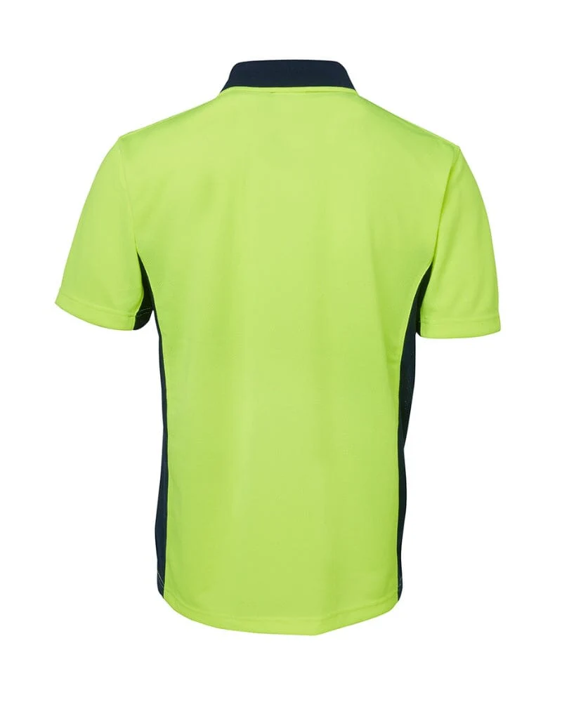 Hi Vis Short Sleeve Sport Polo - Lime/Navy - Image 2
