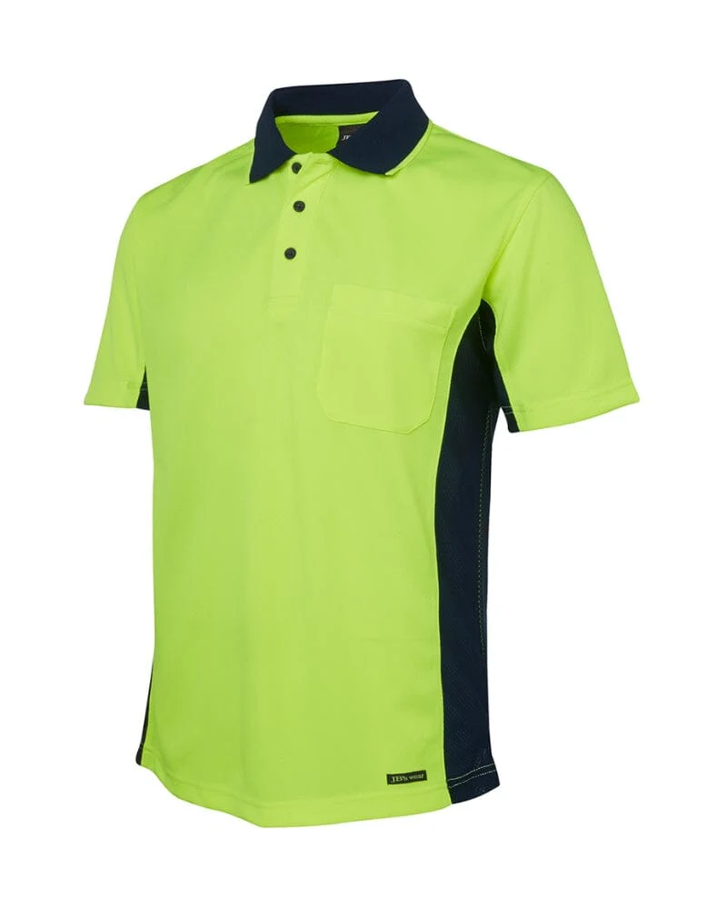 Hi Vis Short Sleeve Sport Polo - Lime/Navy - Image 3