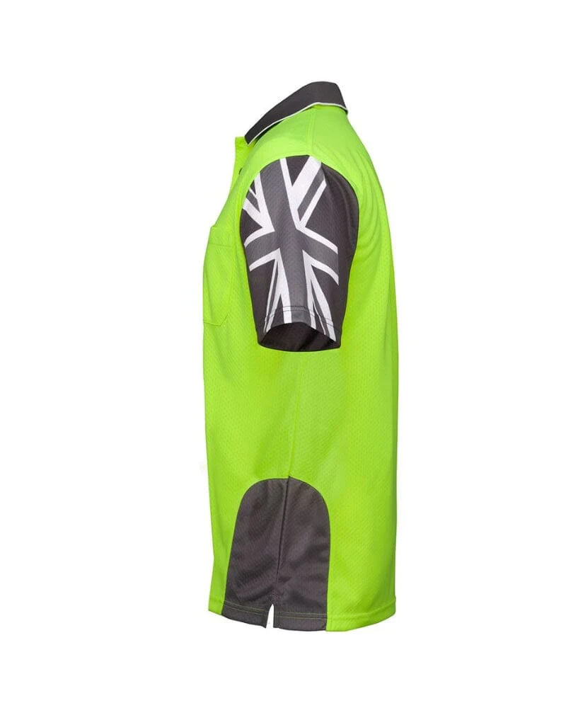 Hi Vis Southern Cross Polo - Lime/Charcoal - Image 3