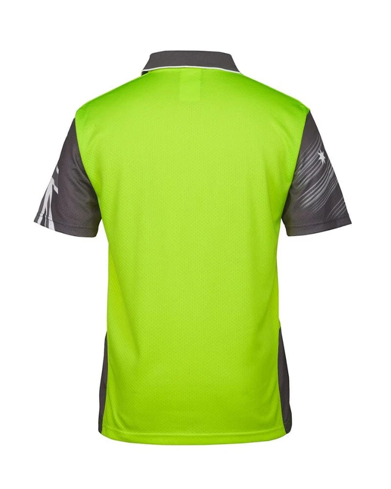 Hi Vis Southern Cross Polo - Lime/Charcoal - Image 4
