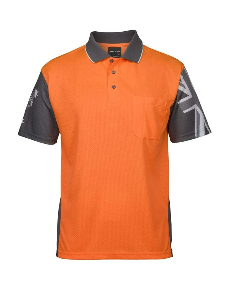 Hi Vis Southern Cross Polo - Orange/Charcoal