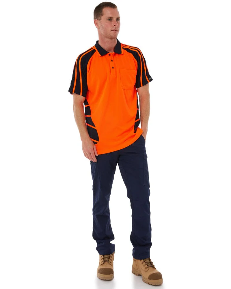 Hi Vis Spider Short Sleeve Shirt - Orange/Navy - Image 2