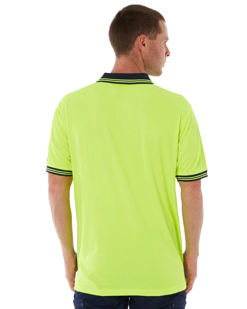 Hi Vis SS Traditional Polo - Lime/Navy - Image 4