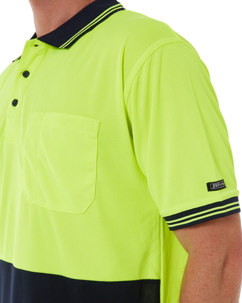 Hi Vis SS Traditional Polo - Lime/Navy - Image 5