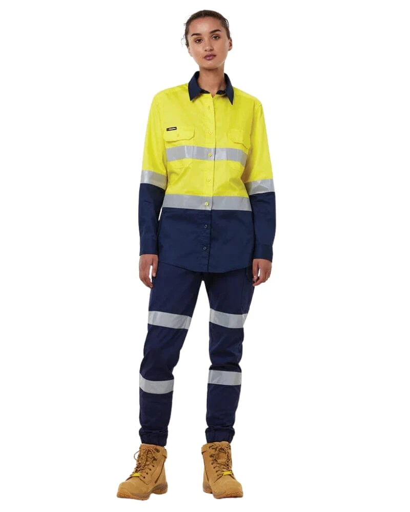 Womens Vented Drill Shirt Taped - Yellow/Navy - Image 2