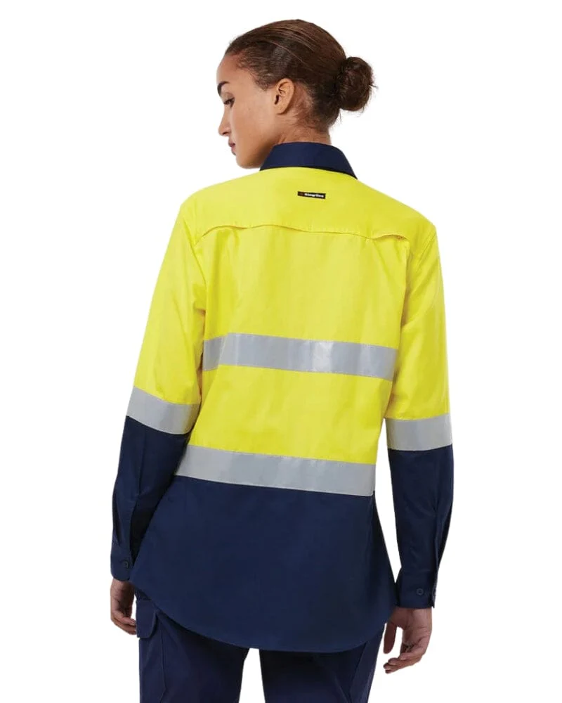 Womens Vented Drill Shirt Taped - Yellow/Navy - Image 3