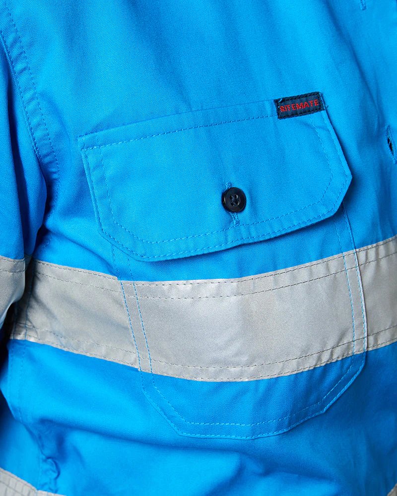 Ladies Hi Vis Lightweight LS Shirt - Blue/Navy - Image 5