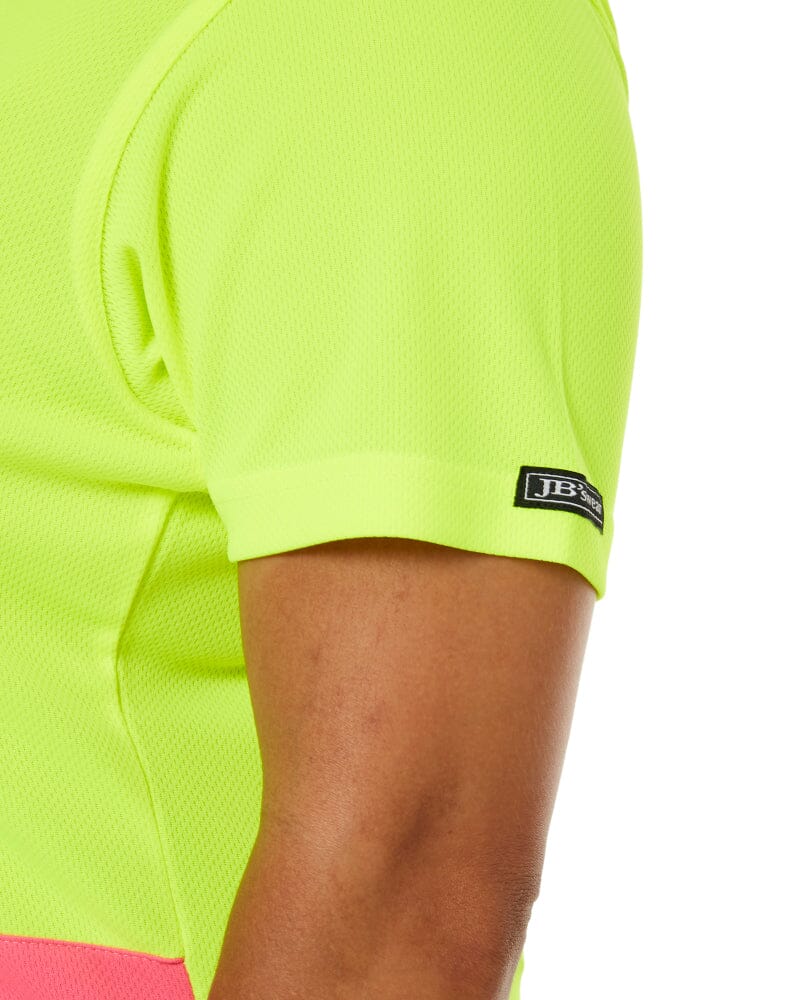 Ladies Hi Vis SS Polo - Lime/Pink - Image 6