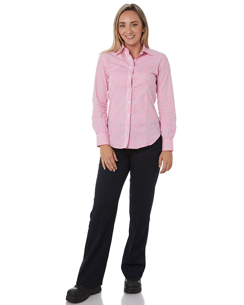 Ladies LS Shirt - Pink/White - Image 2