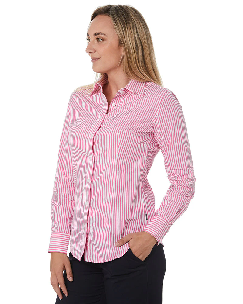 Ladies LS Shirt - Pink/White - Image 3