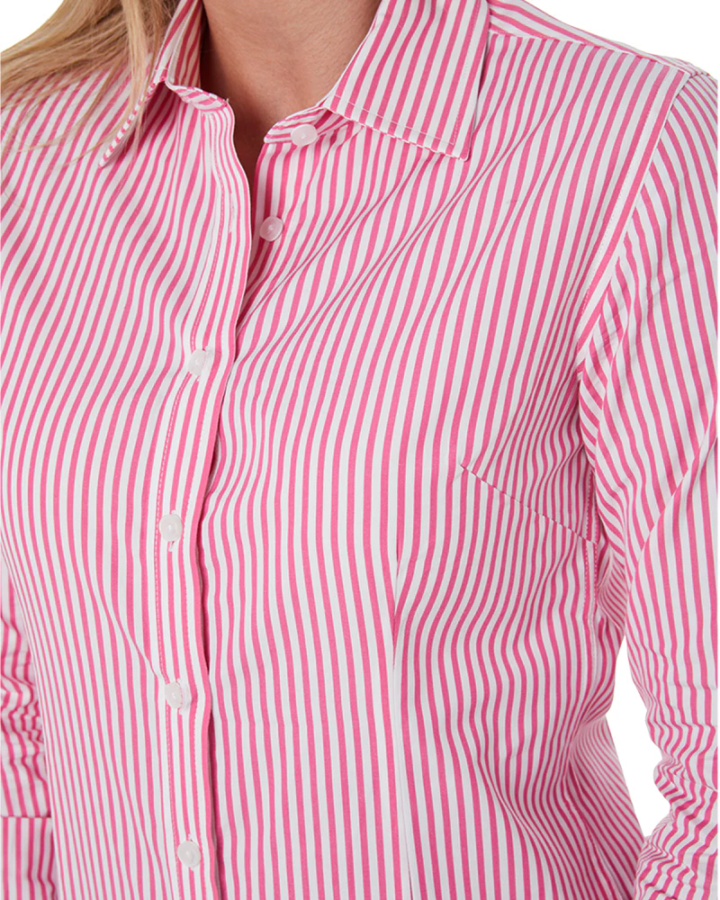Ladies LS Shirt - Pink/White - Image 5