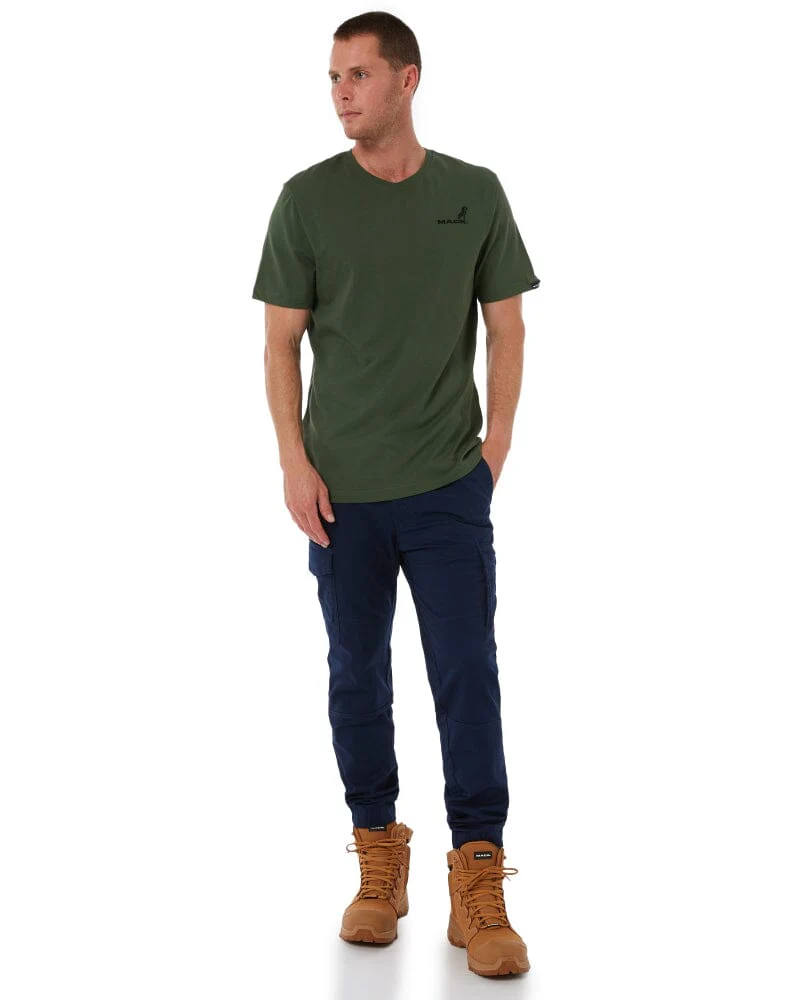 Classic Cotton Crew Neck SS Shirt - Military Green - Image 2