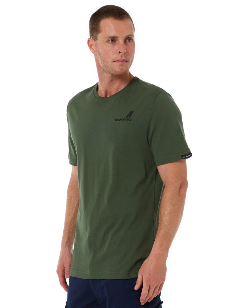Classic Cotton Crew Neck SS Shirt - Military Green - Image 3