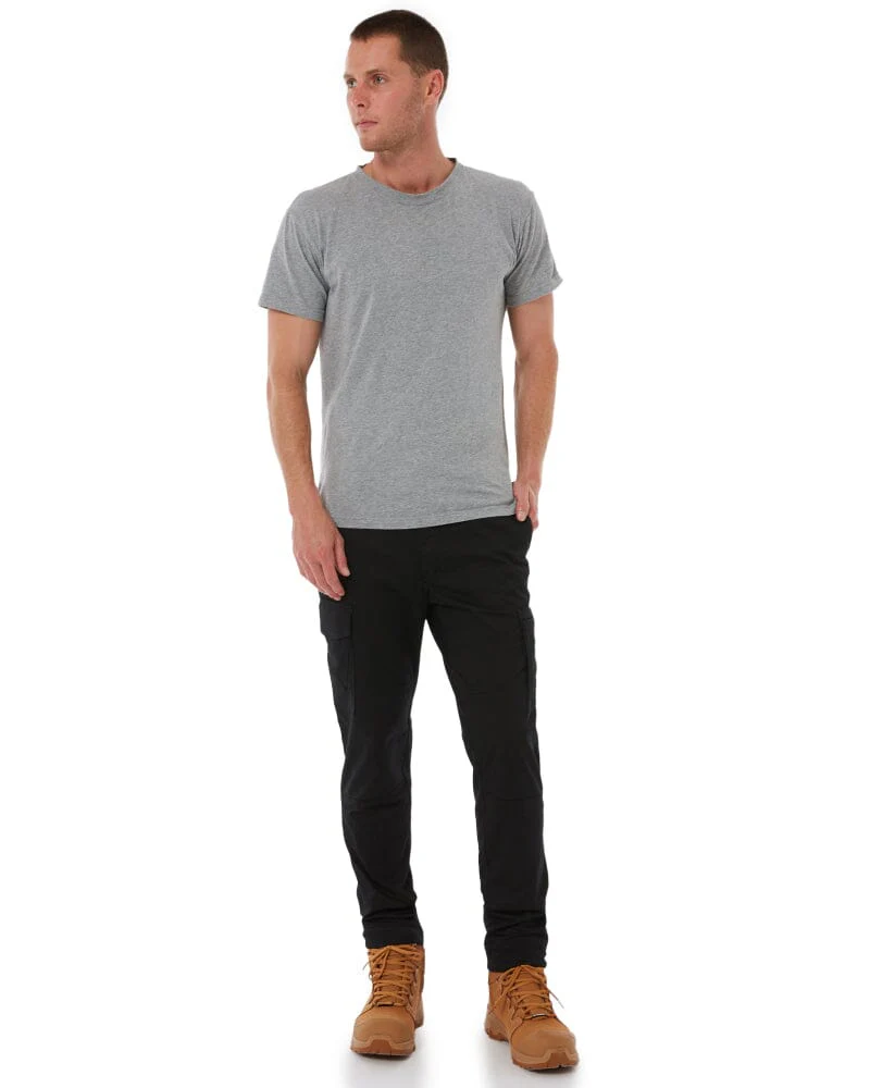 Elastic Waist Cuffed Pant - Black - Image 2