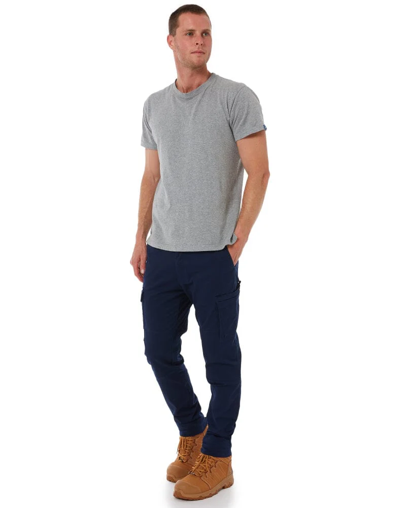 Elastic Waist Cuffed Pant - Navy - Image 2