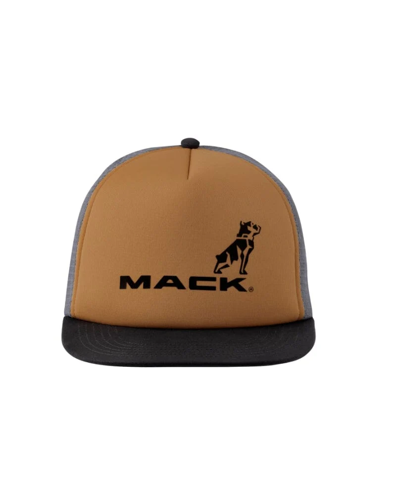 Firm Flat Brim Trucker Hat - Tan/Steel/Black - Image 2