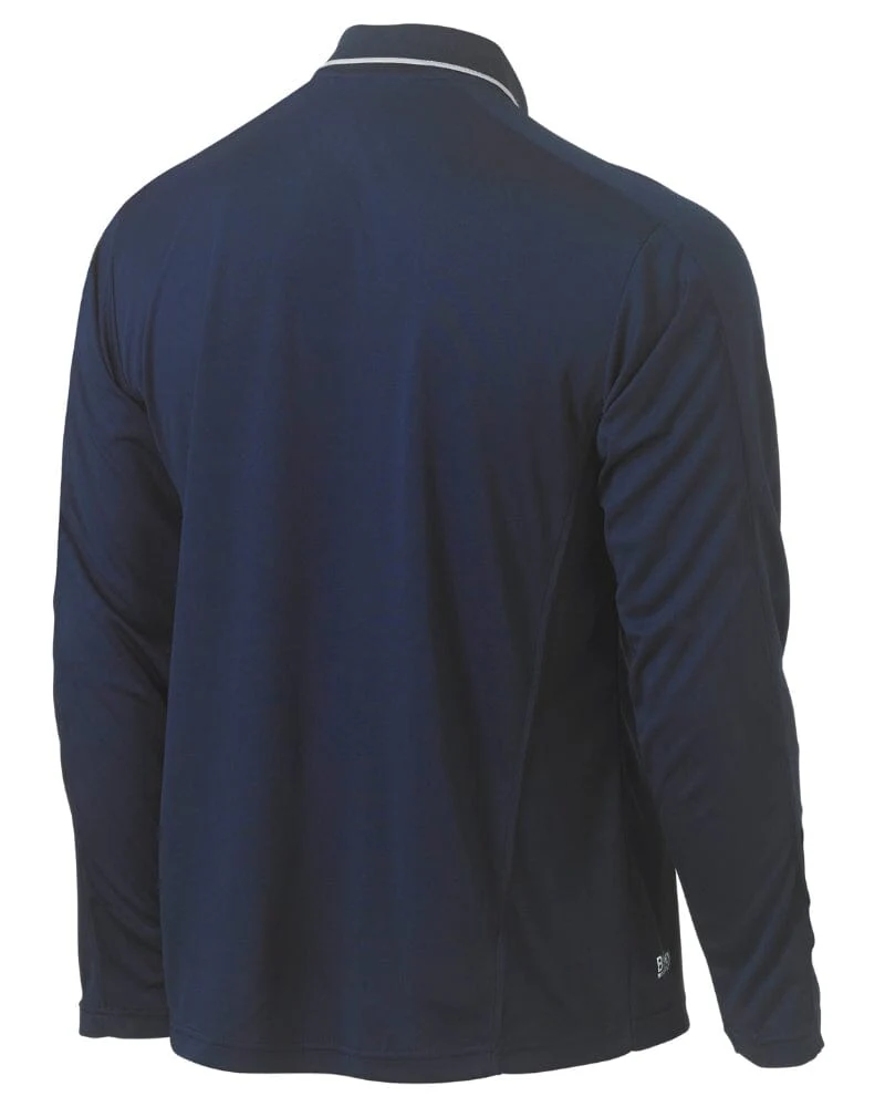 Cool Mesh LS Polo Shirt With Reflective Piping - Navy - Image 2