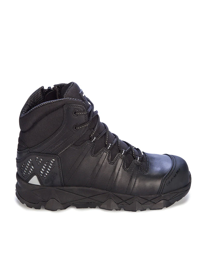 Octane Lace Up Safety Boot with Zip - Black - Image 4