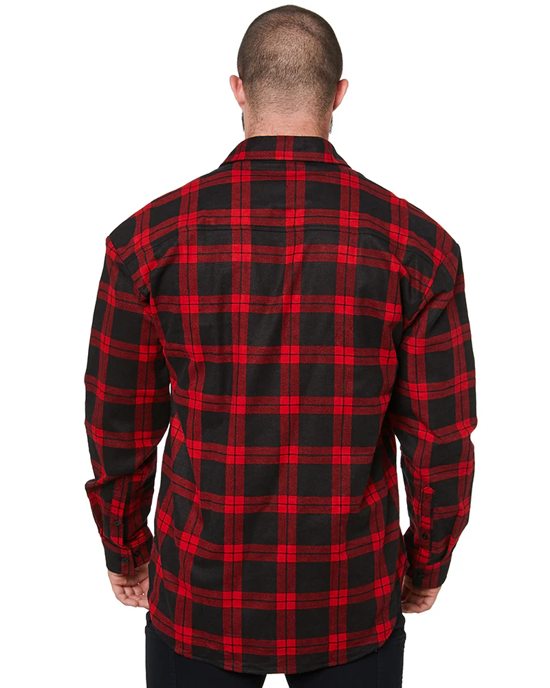 Open Front Flannelette Shirt - Black/Red - Image 4