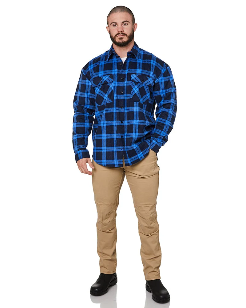 Open Front Flannelette Shirt - Royal/Navy - Image 2