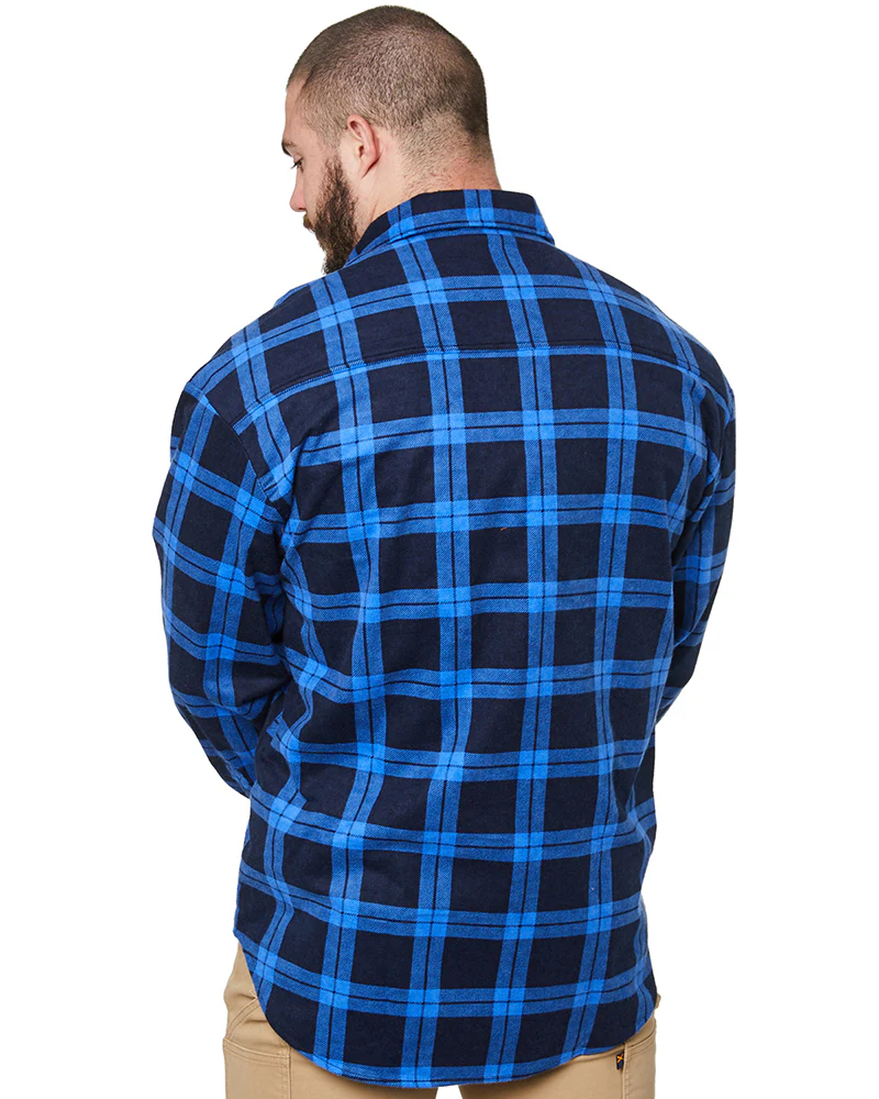Open Front Flannelette Shirt - Royal/Navy - Image 4
