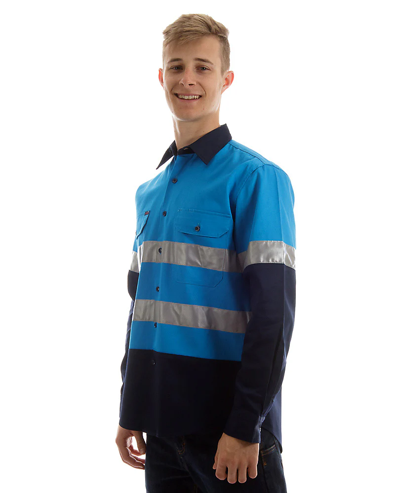 Open Front LS shirt with Tape - Blue/Navy - Image 2