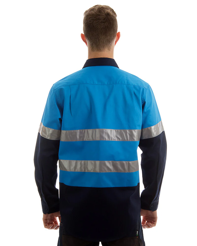 Open Front LS shirt with Tape - Blue/Navy - Image 3