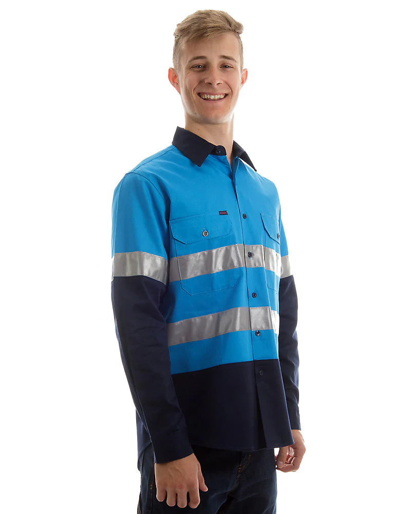Open Front LS shirt with Tape - Blue/Navy - Image 4