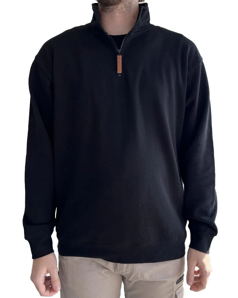 Classic Zipper Fleece Pullover - Black - Image 2