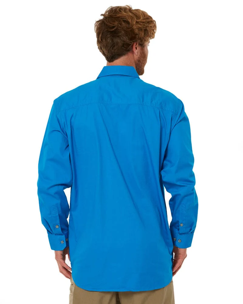 Closed Front Cotton Twill Shirt LS - Azure - Image 4