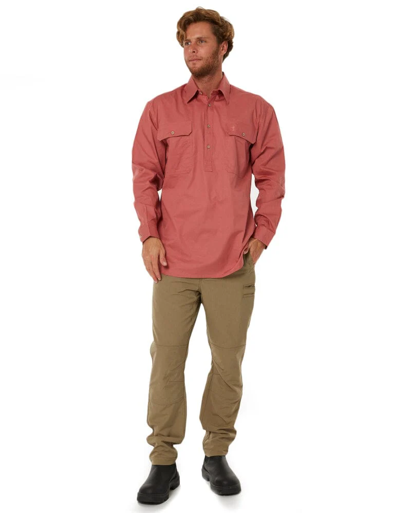 Closed Front Cotton Twill Shirt LS - Canyon - Image 2
