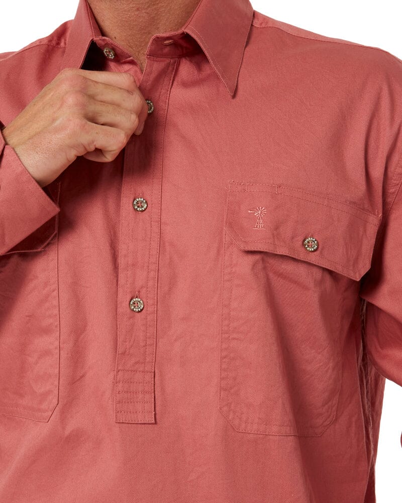 Closed Front Cotton Twill Shirt LS - Canyon - Image 5