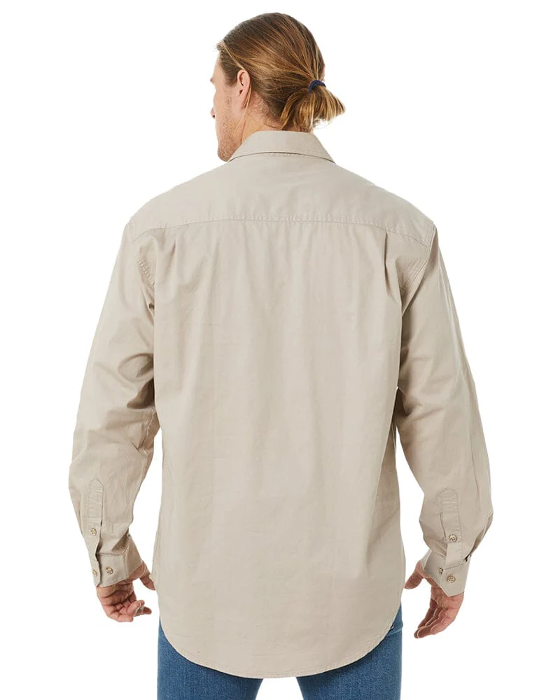 Closed Front Cotton Twill Shirt LS - Clay - Image 4