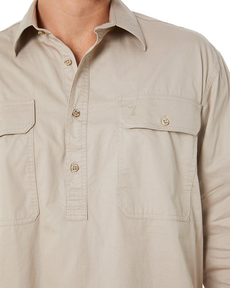 Closed Front Cotton Twill Shirt LS - Clay - Image 5