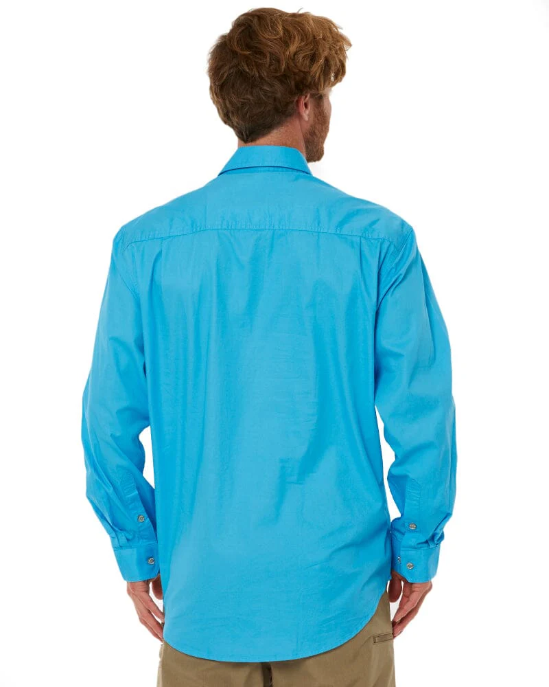 Closed Front Cotton Twill Shirt LS - Cornflower - Image 4