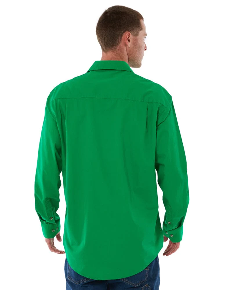 Closed Front Cotton Twill Shirt LS - Emerald - Image 4