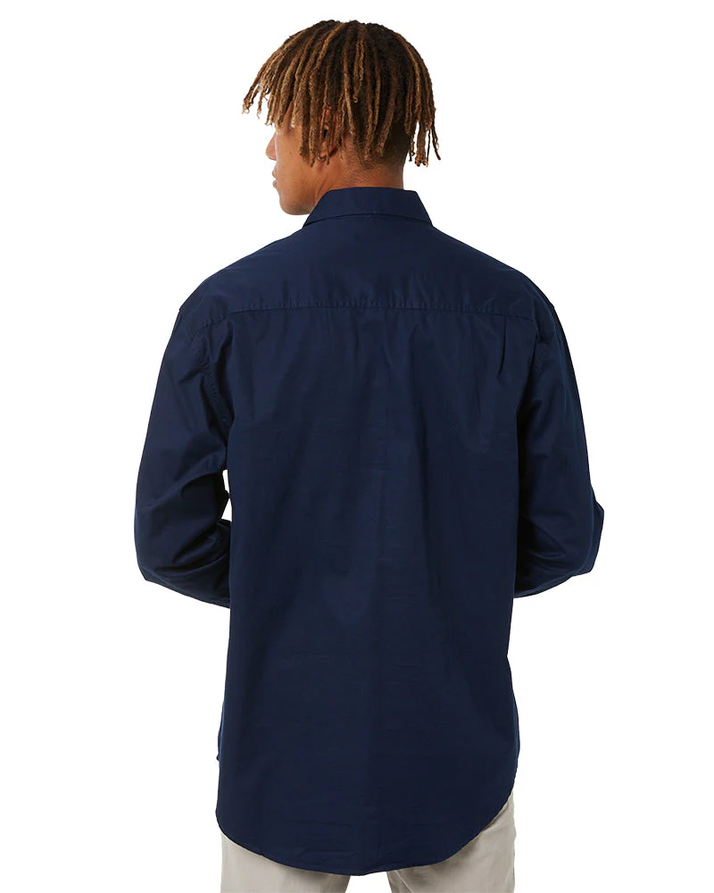 Closed Front Cotton Twill Shirt LS - French Navy - Image 4