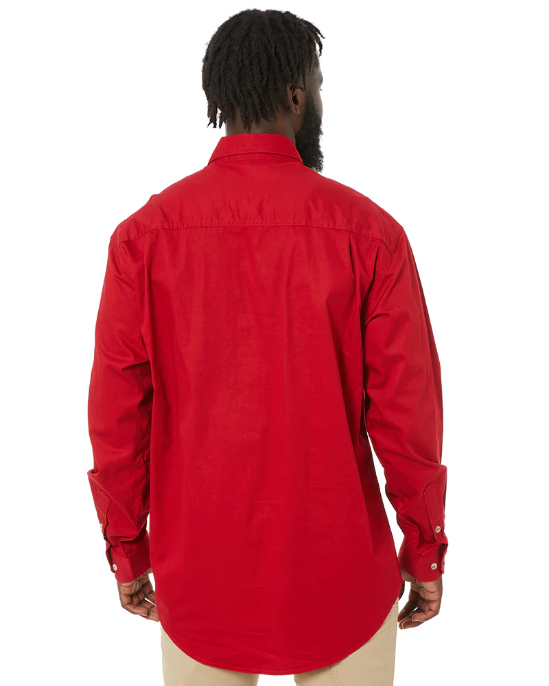 Closed Front Cotton Twill Shirt LS - Red - Image 4