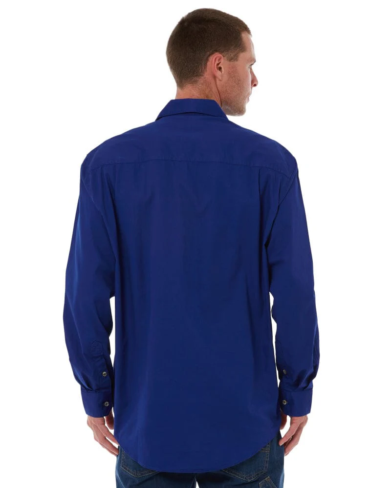 Closed Front Cotton Twill Shirt LS - Royal - Image 4